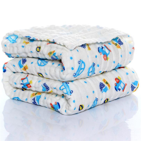 Kids muslin cotton sleeping blanket bath towel 110x110cm strong water absorption 6 layers baby breathable bedding muslin blanket ► Photo 1/6