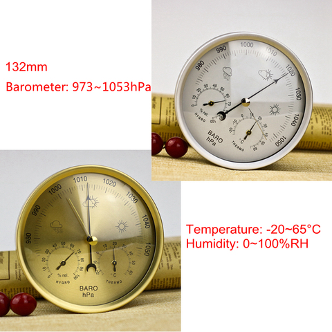 132mm 128mm Analog Barometer Thermometer Hygrometer 3in1 Weather Station Temperature Humidity Atmosphere Pressure Meter Monitor ► Photo 1/6