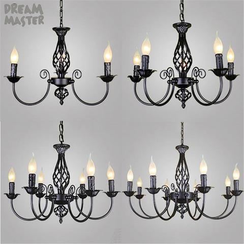 black Chandeliers lamp lustres Modern dining Living Room hotel Indoor light Decoration wrought iron chandeliers lighting ► Photo 1/6