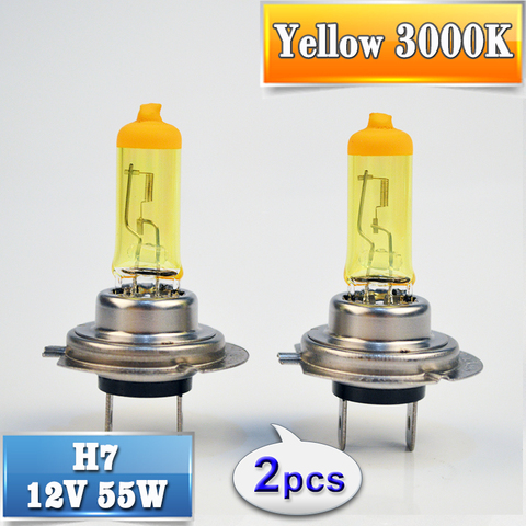 SINOVCLE 2 PCS(1 Pair) Yellow H7 Halogen Bulb 12V 55W 3000K Quartz Glass Xenon Car HeadLight Auto Lamp FREE SHIPPING ► Photo 1/6
