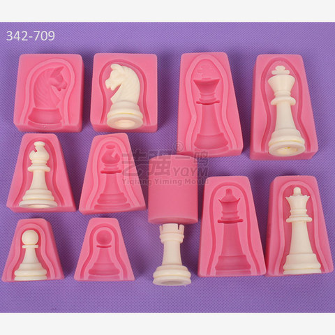 12pcs/set International Chess King Queen Knight Rook Pawn Bishop Double-Sided Fondant Cake Chocolate Molds Kitchen Baking E337 ► Photo 1/5
