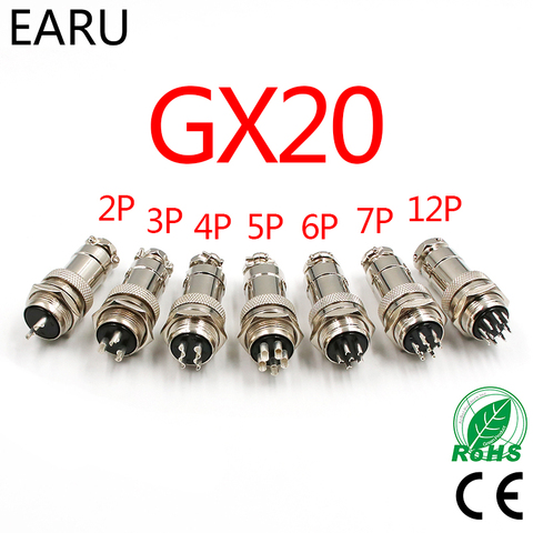 1Set GX20 Aviation Connector Plug Socket Circular Connector 2 3 4 5 6 7 8 9 10 12 13 14 15 Pin M19 19mm Cable Wire Male Female ► Photo 1/6