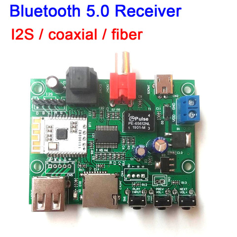 Bluetooth 5.0 audio receiver I2S / coaxial / fiber output U disk / TF card lossless player MP3 WAV FLAC APE decoding ► Photo 1/3