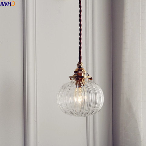 IWHD Nordic Glass Ball Pendant Light Fixtures Dinning Living Room Copper Vintage Pendant Lamp Hanging Lights Home Lighting ► Photo 1/6