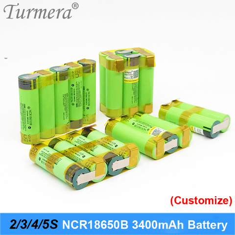 Turmera 18650 battery 3400mah ncr18650b 12.6v 16.8v 21v battery for screwdriver battery weld soldering strip customize battery ► Photo 1/6