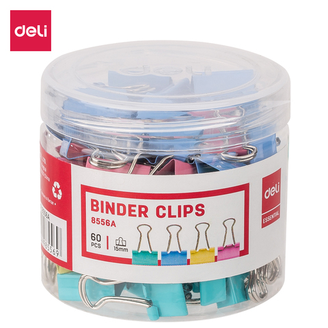 Deli E8556A Color Binder Clip 15mm 60PCS/TUBE Multicolor Paper clips Document File Binder school office supplies ► Photo 1/5