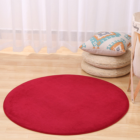 Round 100cm Solid Flannel Memory Foam Carpets Area rug Bedroom Doormat Floor mat Green/Red/Gray Yoga Chair Mats For Living Room ► Photo 1/6