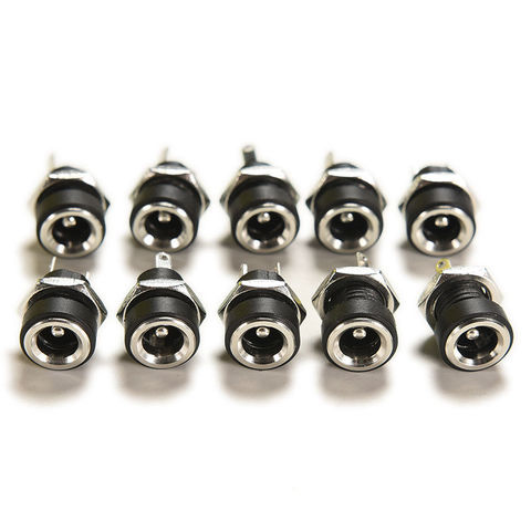 10PCS DC Power Supply Jack Socket Female Panel Mount Connector 2-Pin 5.5 X 2.1mm Plug Adapter 2 Terminal Types 3A 12v ► Photo 1/5