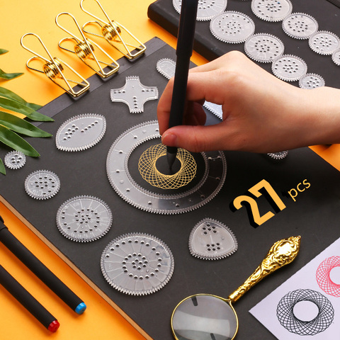 22pcs/set Puzzle Magic Drawing And Painting Tools For Adults Spirograph  Drawing Rulers