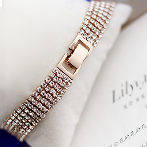 YFJEWE 2022 Elegant Fashion Rhinestone Ladies Brief Crystal Multi-Layer Tassel Bracelet Female Bohemia Wholesale Price B017 ► Photo 1/6