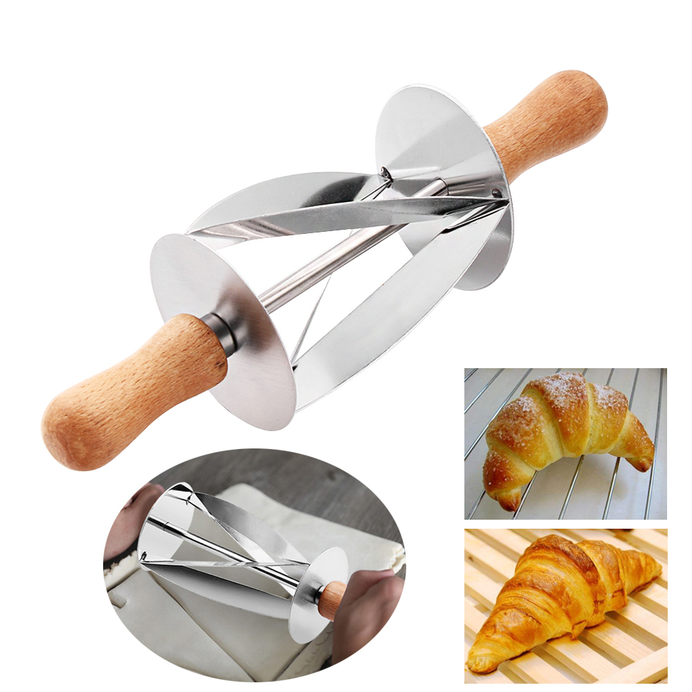 Handle Dough Pastry  Bread Rolling Cutter Kitchen Tool Baking Croissant Wheel 