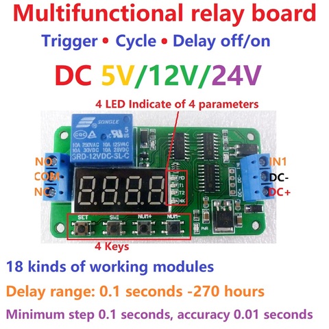 DC 5V 12V 24V Multifunction Delay Relay Time Switch Turn on/off PLC Module ► Photo 1/6