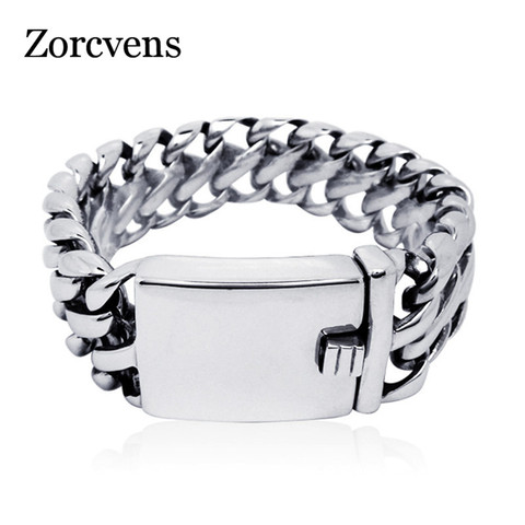 ZORCVENS 316L Stainless Steel Jewelry Silver-Color 24mm Wide Men Bracelet For Male ► Photo 1/6