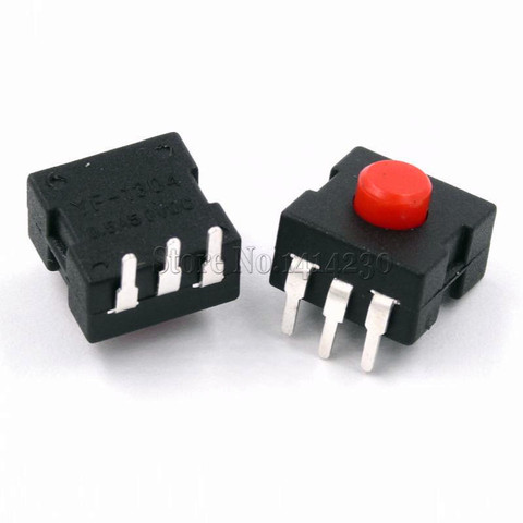 10Pcs 1212-223DB 12*12mm Bending Foot 3pins Red Button LED Flashlight Switch ON-OFF-ON-OFF ► Photo 1/1