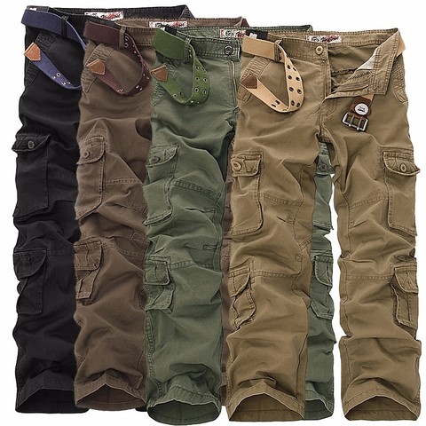 2022 Mens Military Cargo Pants Multi-pockets Baggy Men Cotton Pants Casual Overalls Army Tactical Trousers no belts Plus Size 46 ► Photo 1/5