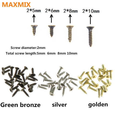 MAXMIX  100PCS 2*5mm 2*6mm 2*8mm 2*10mm Flat head screw Carpenter's small screw Furniture wooden  box hardware accessories ► Photo 1/3
