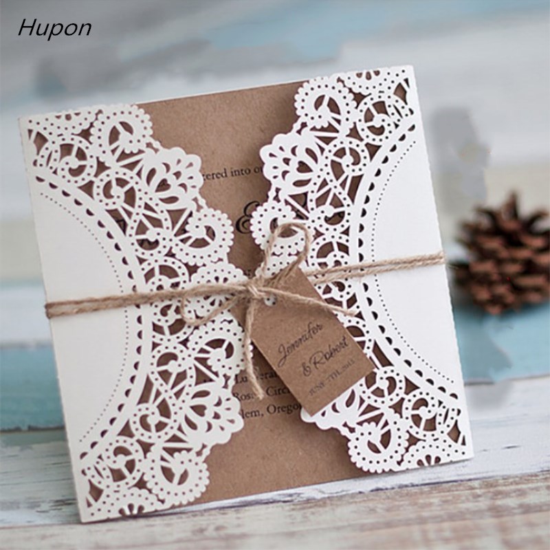 25/50PCS Laser Cut Wedding Invitation Card Lace Business Party Invitation Cards 