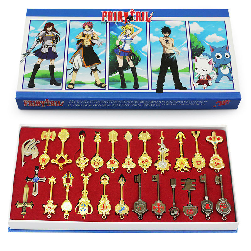 Buy Online 25pcs Set 6cm Fairy Tail Lucy Cosplay Key Keychain Scale Free Pink Tattoo Heartfilia Sign Of The Zodiac Gold Key Alitools