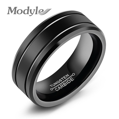 Modyle Fashion Black Tungsten Ring For Men Tungsten Wedding Ring Jewelry Fashion Men's Big Ring ► Photo 1/6