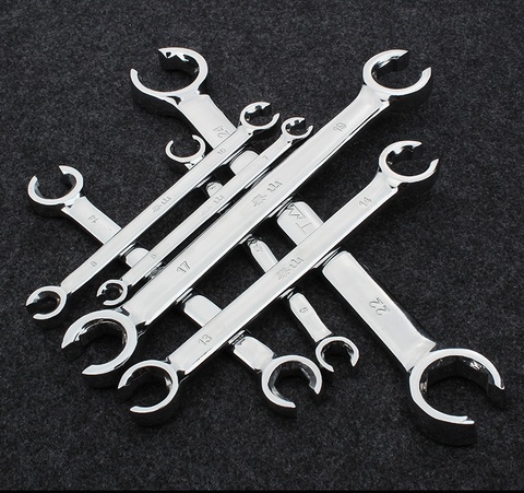 Flare Wrench Double Open Spanner Set for Car Repair Silver Mirro Finished Flare Nut Wrenches Set ► Photo 1/1