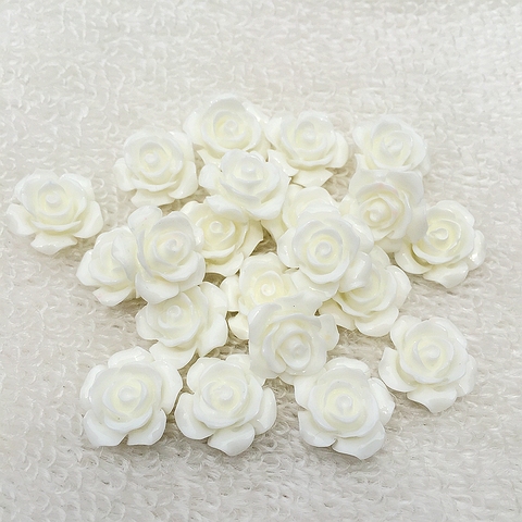30pcs/pack 15mm 3D Resin Rose Flower Flat Back Cabochon Scrapbook Resin Embellishment Jewelry Making Nail Decoration -B020 ► Photo 1/6