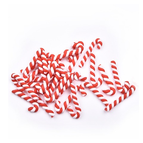 30/60/90pcs Kawaii Resin Flatback Cabochons Scrapbooking Clay Christmas Red White Candy Cane Craft Home Christmas Decoration ► Photo 1/3