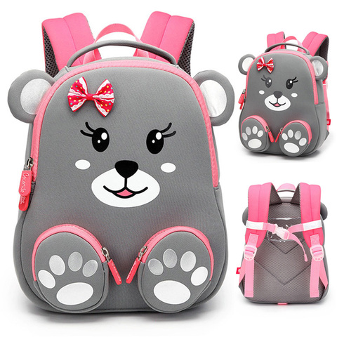 Fashion Kids School Backpack for Girls 3D Lovely Bear School Bags