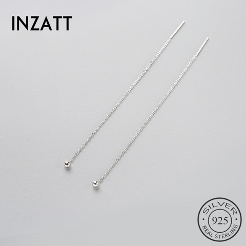 INZATT Minimalist 925 Sterling Silver Dangle Drop Earrings Fine Jewelry Glossy Bead Long Tassel Metal Chain Pendientes 2022 Gift ► Photo 1/5