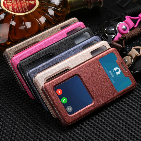 Business Double View Window Flip PU Leather Case For Xiaomi Redmi Note 7 Pro Lanyard Buckle Case Redmi 7A Case ► Photo 1/6