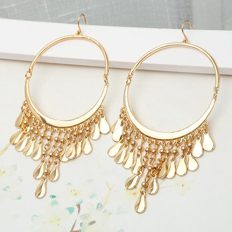 2022 Trendy Statement Jewelry Brand Teardrop Metal Tassel Drop Earring For Women Bohemian Wedding Dangle Earrings Bijoux ► Photo 1/6