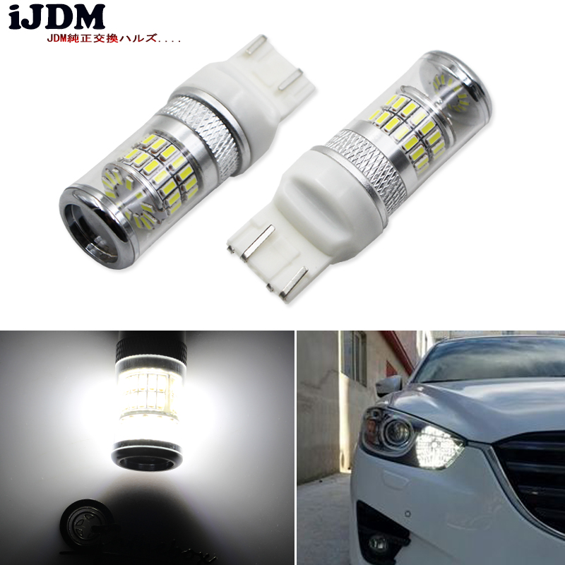 iJDM X-Bright White 48-SMD 7443 7440 LED Bulbs w/ Reflector Mirror