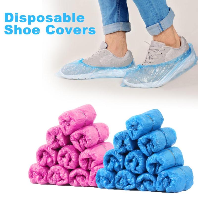 100pcs/Pack Waterproof Rain Shoes Boot Covers Plastic Disposable Overshoes 
