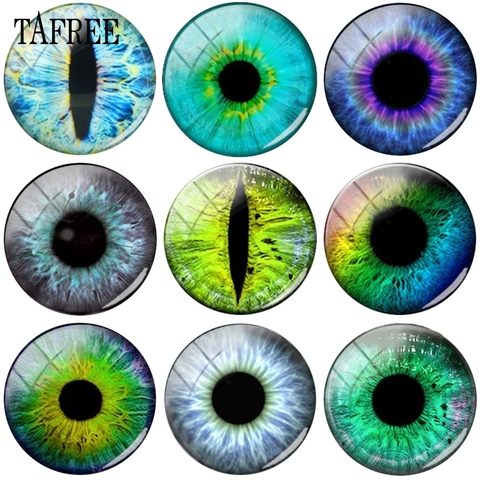 TAFREE Fashion Design Blue Green Snake Eyes Photo Round Shape Glass Cabochon Dome Cameo Pendant DIY Jewelry ► Photo 1/5