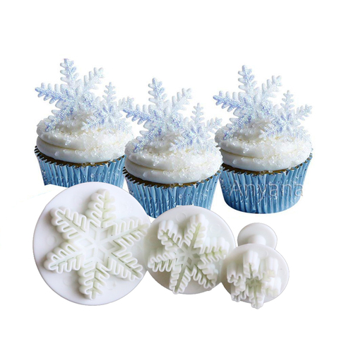 Christmas snowflake cookies biscuit mold fondant sugarcraft plunger cookie cutters Xams Snow cupcake cake decorating tool ► Photo 1/6