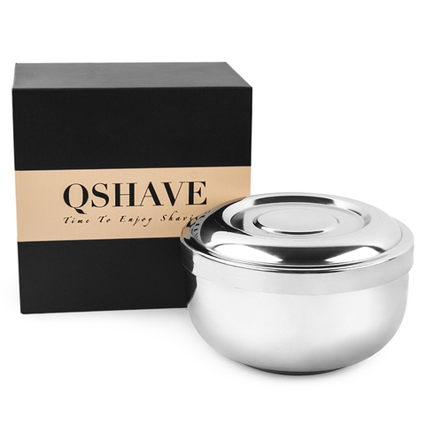 QSHAVE Stainless Steel Shaving Soap Bowl Double Edge Razor Brush Stand for Classic Safety it Shaving Cream Bowl 11 x 6.8 x 6.3cm ► Photo 1/6