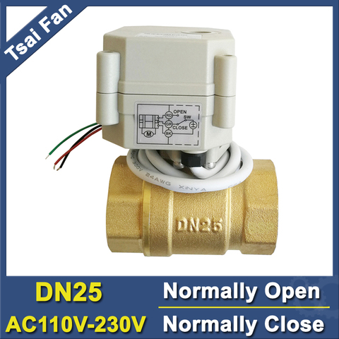 Power Off Return Brass DN25 Normally Open/Close Valve AC110V-230V 2 Way BSP/NPT 1'' Motorized Valve For Water Control CE/IP67 ► Photo 1/6