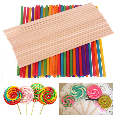 50/100pcs Colorful Wood Lollipop Stick Chocolate Sugar Candy Lollipop Mold Tool Ice Cream Sticks Handwork Art Crafts Cake Tools ► Photo 1/6