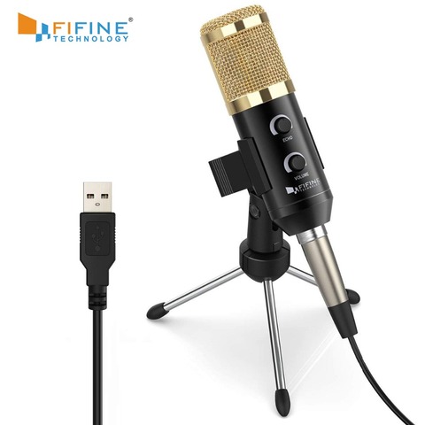 FIFINE Condenser Microphone with Tripod Stand Microphone Clip USB Socket suit for PC Macbook for Online Teaching Chatting k058 ► Photo 1/6
