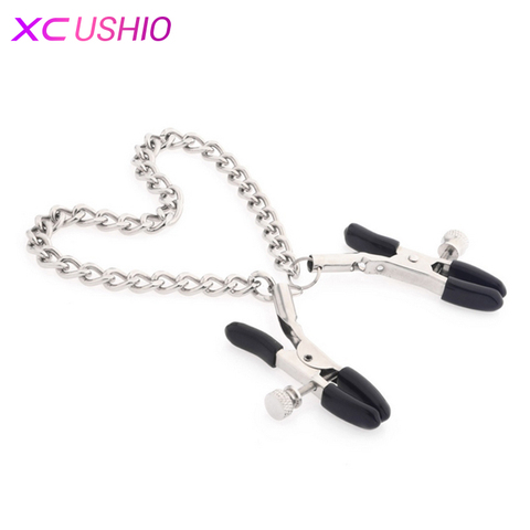 1 pair Stainless Steel Metal Chain Nipple Milk Clips Breast Clip Sex Slaves Nipple Clamps Sex Toys Butterfly Style for Couples ► Photo 1/6