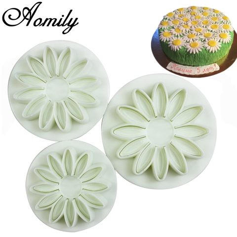 Aomily 3pcs/Set Sunflowers 3D Cookies Fondant Cutter Homemade Cake Pastry DIY Baking Embossed Chocolate Biscuit Mold Decorating ► Photo 1/6