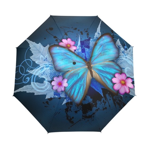 Butterfly over Flowers Women's Umbrella Oil Painting 3 Folding Parasol Fashion Lady Portable Girl Childrend Umbrella Gift ► Photo 1/6