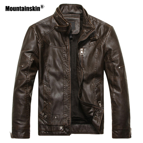 Mountainskin New Men's Leather Jackets Motorcycle PU Jacket Male Autumn Casual Leather Coats Slim Fit Mens Brand Clothing SA562 ► Photo 1/6