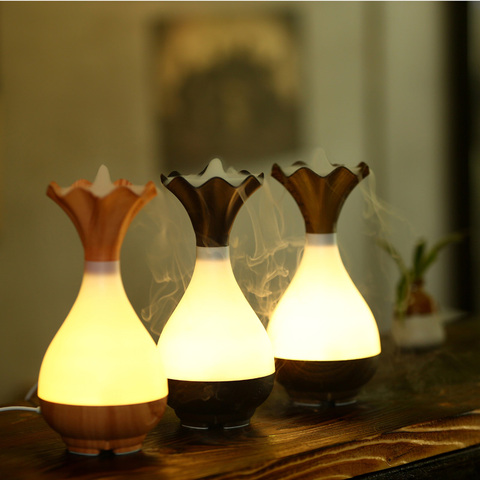 Magic Bottle 95ml wooden vase decorative essential oil diffuser usb evaporative humidifier Aromatherapy Function+ LED Nightlight ► Photo 1/6