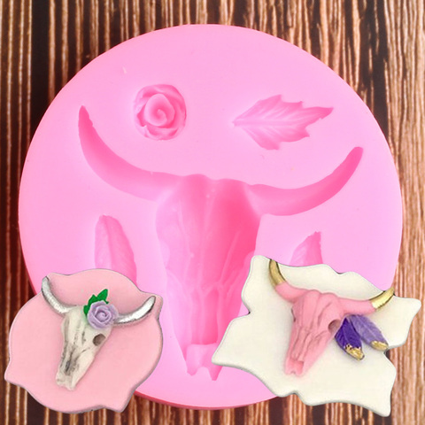 Bull Head Silicone Mold Leaf Rose Flower Fondant Molds Cupcake Decorating Tools Polymer Clay Mould Chocolate Candy Gumpaste Tool ► Photo 1/6