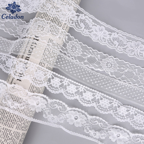10 Yards White Lace Ribbon DIY Embroidered Net Lace Trim Fabric For Sewing Clothing Decoration African Lace Fabric ► Photo 1/6