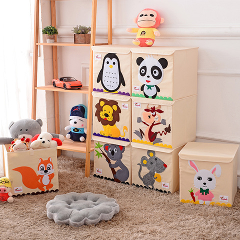 Hot Childrens Fabric Toy Storage Bins Foldable Oxford Cloth Cube Box for Kids 13 inch Room Tidy Organizes with lid storage box ► Photo 1/6