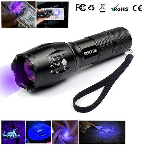 New UV Led Flashlight 365nm Ultra Violets Ultraviolet Flashlight Invisible Zoomable Torch for Pet Stains Hunting Marker Checker ► Photo 1/6