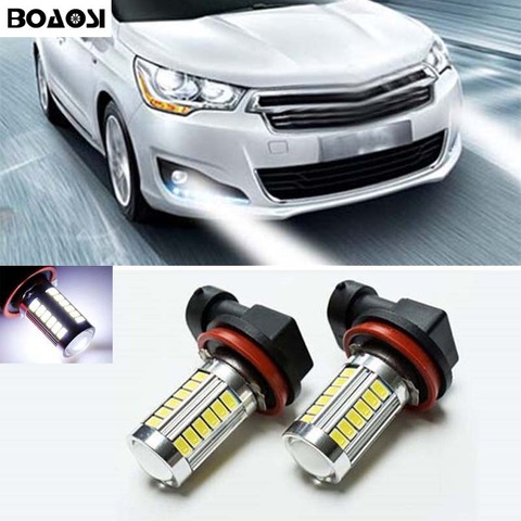 BOAOSI 2x Error free H8 H11 LED projector Fog Light bulb For citroen c2 c4 c4l c5 triumph car accessories ► Photo 1/4