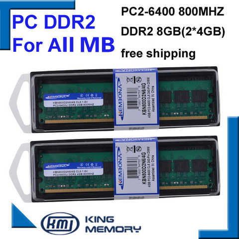 KEMBONA For Intel and for A-M-D PC DESKTOP DDR2 8G (2XDDR2 4G) 800MHZ 4Gb memoria ram ddr2 4Gb 800Mhz ddr2 PC2 - 6400 memory RAM ► Photo 1/2