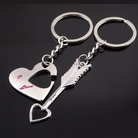 Cute Girl Couple Cupid's Arrow Keychain Trinket Love Heart Key and Lock Key Chains Women Bag Jewelry Wedding Valentine Day Gift ► Photo 1/6